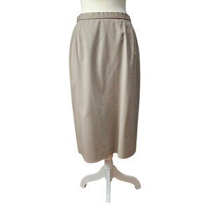 Pendleton Virgin Wool Knee Length Beige Lined Pencil Skirt